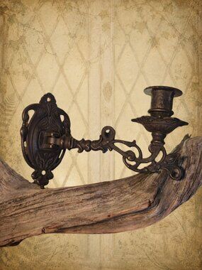 Beyond Midnight 🦉🧚‍♂️ Antique Brass Wall Sconce Candle Holder